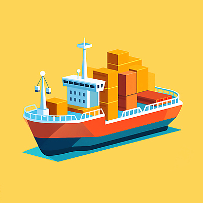 JPG 일러스트 사람없음 노란색 화물 운송업 운반 화물선 배송 택배 택배상자 해외배송 국내일러스트 AI일러스트 AI콘텐츠 산업 컬러 배_교통 상자 파일형식