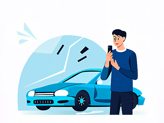 JPG 남자 하늘색 일러스트 자동차 한명 들기 상반신 성인 금융 스마트폰 균열 자동차보험 성인남자한명만 국내일러스트 AI일러스트 AI콘텐츠 1 육상교통 모션 사람 경제 파란색 핸드폰 스마트기기 보험 남자한명만 성인남자만 파일형식