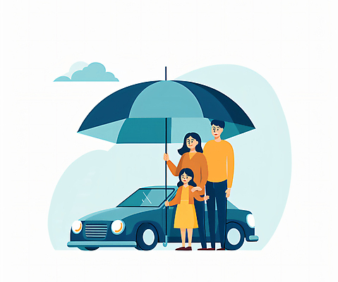 JPG 전신 구름 여자 남자 딸 어린이 일러스트 우산 가족 자동차 엄마 서기 들기 소녀 성인 세명 초록색 금융 잡기 아빠 청록색 자동차보험 국내일러스트 AI일러스트 AI콘텐츠 자연요소 육상교통 컬러 관계 모션 사람 경제 보험 파일형식