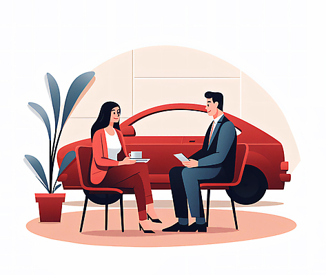 JPG 전신 여자 남자 화분 의자 일러스트 자동차 대화 들기 앉기 성인 두명 빨간색 금융 마주보기 다리꼬기 비즈니스맨 비즈니스우먼 찻잔 상담 보험설계사 상담실 자동차보험 성인만 국내일러스트 AI일러스트 AI콘텐츠 직업 육상교통 컬러 가구 비즈니스 모션 잔 말하기 사람 경제 직장인 보험 파일형식