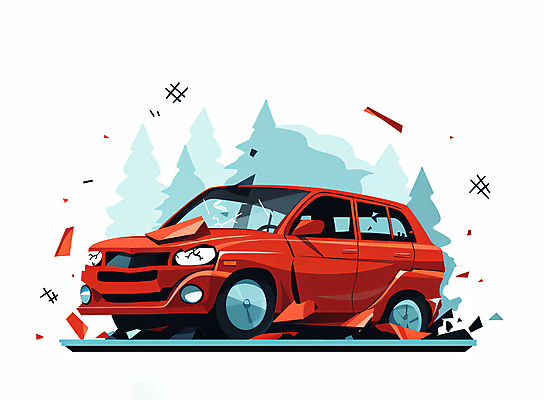 JPG 나무 일러스트 자동차 사람없음 빨간색 금융 손상 파편 고장 자동차사고 자동차보험 국내일러스트 AI일러스트 AI콘텐츠 식물 육상교통 컬러 컨셉 경제 교통사고 보험 파일형식