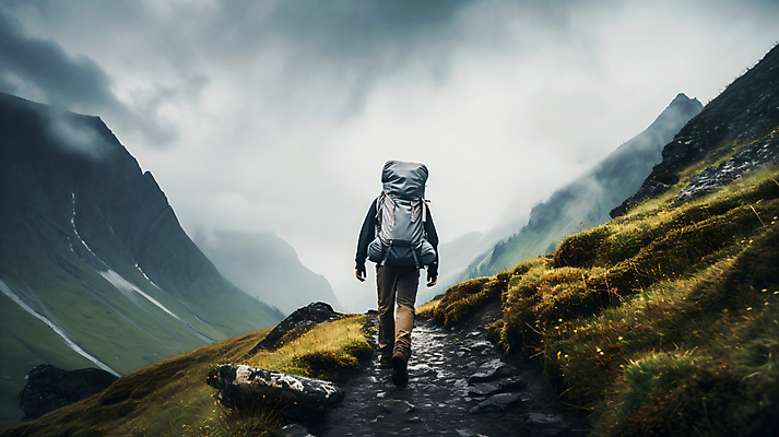 JPG 전신 구름 편집이미지 남자 길 배낭 하늘 산 한명 성인 걷기 등산 하이킹 안개 가을 정상 등산객 성인남자한명만 편집실사 AI포토 AI콘텐츠 자연요소 1 계절 가방 모션 레저 날씨 사람 트래킹 CG 남자한명만 성인남자만 파일형식