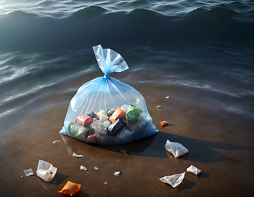 JPG 편집이미지 물결 해변 사람없음 모래사장 쓰레기 디지털합성 쓰레기봉투 해양오염 해양쓰레기 편집실사 AI포토 AI콘텐츠 바다 봉투 환경오염 CG 파일형식