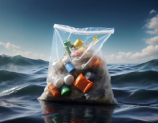 JPG 구름 편집이미지 물결 바다 하늘 사람없음 쓰레기 디지털합성 쓰레기봉투 해양오염 해양쓰레기 편집실사 AI포토 AI콘텐츠 자연요소 봉투 환경오염 CG 파일형식