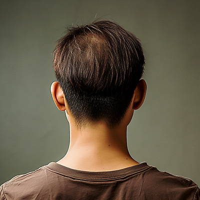 JPG 편집이미지 남자 한명 상반신 성인 머리카락 디지털합성 뒤통수 탈모 성인남자한명만 편집실사 AI인물포토 AI콘텐츠 1 사람 머리 CG 증상 남자한명만 성인남자만 파일형식 AI포토