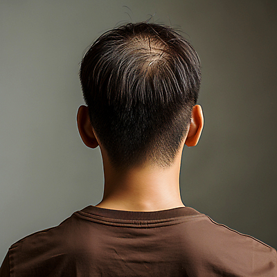 JPG 편집이미지 남자 한명 상반신 성인 머리카락 디지털합성 뒤통수 탈모 성인남자한명만 편집실사 AI인물포토 AI콘텐츠 1 사람 머리 CG 증상 남자한명만 성인남자만 파일형식 AI포토