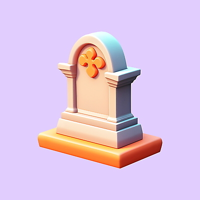 PSD 아이콘 사람없음 3D아이콘 3D 주황색 할로윈 무덤 비석 디지털합성 컬러 파일형식