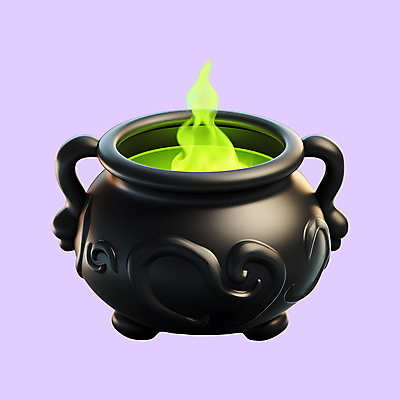 PSD 아이콘 불꽃 사람없음 3D아이콘 3D 검은색 할로윈 가마솥 디지털합성 컬러 불 솥 파일형식