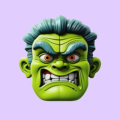 PSD 아이콘 얼굴 사람없음 연두색 3D아이콘 3D 할로윈 디지털합성 몬스터 프랑켄슈타인 신체부위 초록색 파일형식