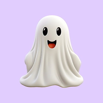 PSD 아이콘 캐릭터 표정 웃음 사람없음 3D아이콘 3D 귀여움 할로윈 흰색 유령 디지털합성 컬러 컨셉 파일형식