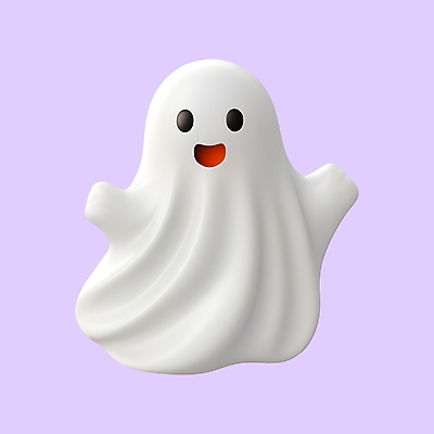 PSD 아이콘 캐릭터 표정 웃음 사람없음 3D아이콘 3D 귀여움 할로윈 흰색 유령 디지털합성 컬러 컨셉 파일형식