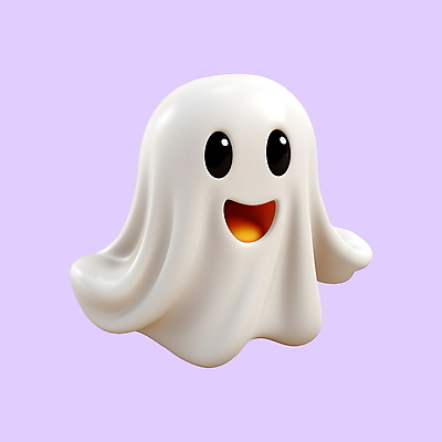 PSD 아이콘 캐릭터 표정 웃음 사람없음 3D아이콘 3D 귀여움 할로윈 흰색 유령 디지털합성 컬러 컨셉 파일형식