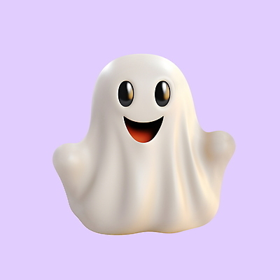 PSD 아이콘 캐릭터 표정 웃음 사람없음 3D아이콘 3D 귀여움 할로윈 흰색 유령 디지털합성 컬러 컨셉 파일형식