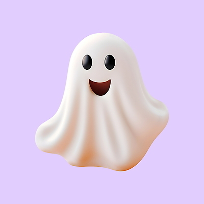 PSD 아이콘 캐릭터 표정 웃음 사람없음 3D아이콘 3D 귀여움 할로윈 흰색 유령 디지털합성 컬러 컨셉 파일형식