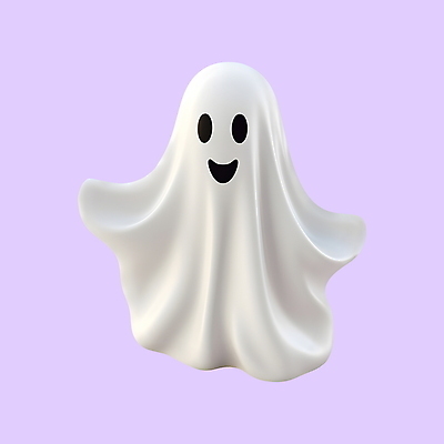 PSD 아이콘 캐릭터 표정 웃음 사람없음 3D아이콘 3D 귀여움 할로윈 흰색 유령 디지털합성 컬러 컨셉 파일형식