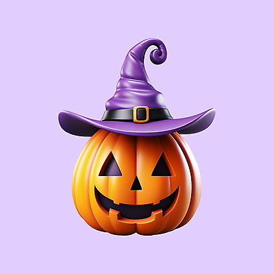 PSD 아이콘 호박 사람없음 3D아이콘 3D 주황색 디지털합성 마녀모자 잭오랜턴 모자_잡화 컬러 채소 할로윈 파일형식