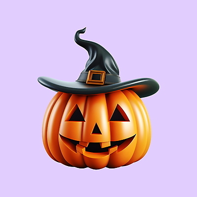 PSD 아이콘 호박 사람없음 3D아이콘 3D 주황색 디지털합성 마녀모자 잭오랜턴 모자_잡화 컬러 채소 할로윈 파일형식