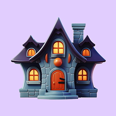 PSD 아이콘 주택 사람없음 3D아이콘 3D 할로윈 맨션 디지털합성 유령의집 건물 파일형식