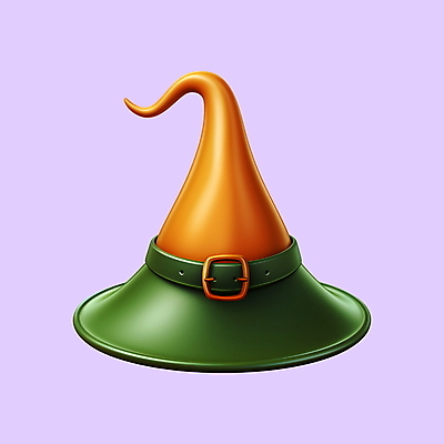 PSD 아이콘 사람없음 초록색 3D아이콘 3D 주황색 할로윈 디지털합성 마녀모자 모자_잡화 컬러 파일형식