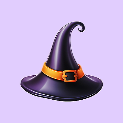 PSD 아이콘 사람없음 3D아이콘 3D 보라색 할로윈 디지털합성 마녀모자 모자_잡화 컬러 파일형식
