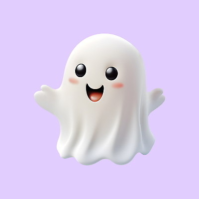 PSD 아이콘 캐릭터 표정 웃음 사람없음 3D아이콘 3D 귀여움 할로윈 흰색 유령 디지털합성 컬러 컨셉 파일형식