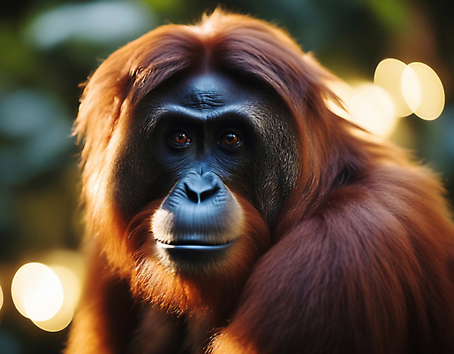 JPG 편집이미지 한마리 자연 사람없음 디지털합성 유인원 빛망울 오랑우탄 편집실사 AI포토 AI콘텐츠 1 포유류 빛 CG 생태계 파일형식