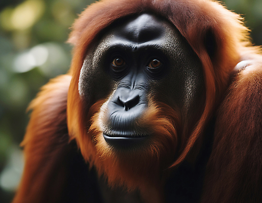 JPG 편집이미지 한마리 자연 사람없음 아웃포커스 디지털합성 유인원 오랑우탄 편집실사 AI포토 AI콘텐츠 1 포유류 촬영기법 CG 생태계 파일형식