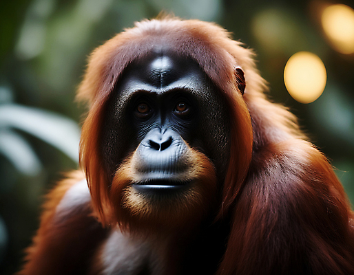 JPG 편집이미지 한마리 자연 사람없음 아웃포커스 디지털합성 유인원 오랑우탄 편집실사 AI포토 AI콘텐츠 1 포유류 촬영기법 CG 생태계 파일형식