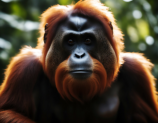 JPG 편집이미지 한마리 자연 사람없음 아웃포커스 디지털합성 유인원 오랑우탄 편집실사 AI포토 AI콘텐츠 1 포유류 촬영기법 CG 생태계 파일형식