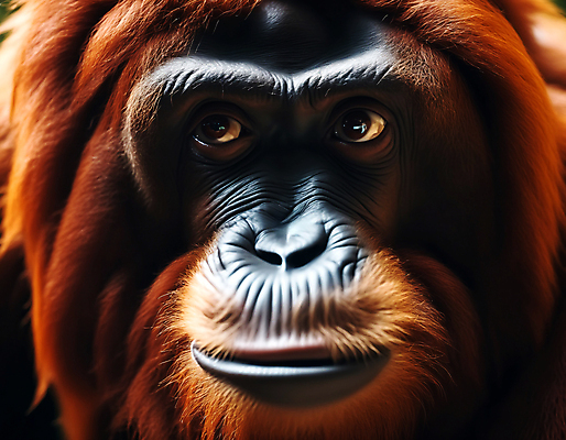 JPG 편집이미지 한마리 얼굴 자연 근접촬영 사람없음 디지털합성 유인원 오랑우탄 편집실사 AI포토 AI콘텐츠 1 뷰포인트 포유류 신체부위 CG 생태계 파일형식