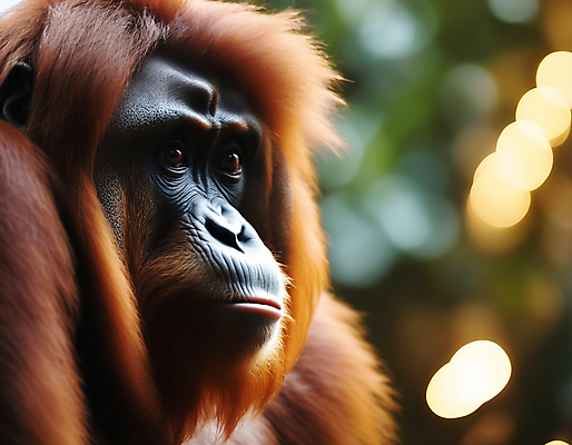 JPG 편집이미지 한마리 자연 사람없음 디지털합성 보케 유인원 빛망울 오랑우탄 편집실사 AI포토 AI콘텐츠 1 포유류 빛 CG 생태계 파일형식