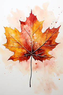 JPG 단풍 낙엽 일러스트 나뭇잎 수채화 사람없음 주황색 가을 국내일러스트 AI일러스트 AI콘텐츠 계절 컬러 잎 파일형식