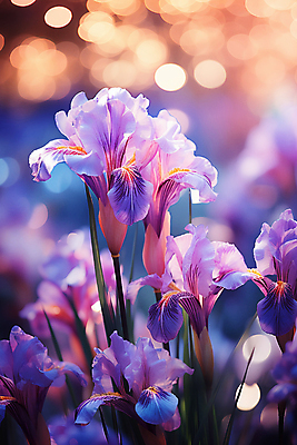 JPG 편집이미지 포스터 자연 풍경 사람없음 보라색 보케 아이리스 붓꽃 빛망울 편집실사 AI포토 AI콘텐츠 꽃 컬러 빛 CG 생태계 파일형식