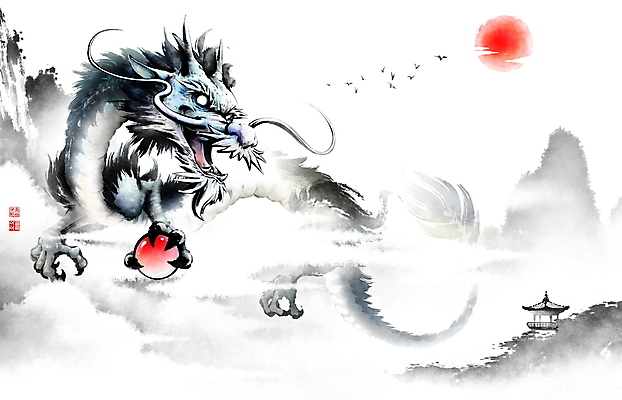 PSD 구름 일러스트 붓터치 새해 산 한옥 풍경 사람없음 태양 일출 잡기 구슬 동양화 정자 번짐 새떼 여의주 청룡 갑진년 국내일러스트 자연요소 한국전통 건축물 고건축 모션 조류 미술 노을 용 파일형식 2024년 효과 사방신