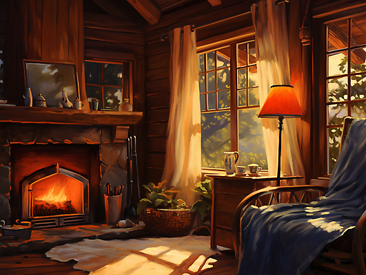 JPG 의자 일러스트 창문 불꽃 조명 실내 따뜻함 사람없음 컵 인테리어 햇빛 커튼 편안함 담요 디지털합성 서랍장 벽난로 유화 편집소스 국내일러스트 AI일러스트 AI콘텐츠 식기 디자인 가구 불 미술 내부 태양 감각 파일형식