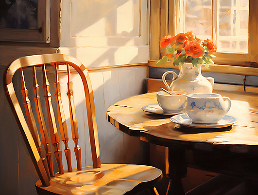 JPG 의자 일러스트 창문 탁자 실내 따뜻함 사람없음 인테리어 햇빛 꽃병 편안함 커피잔 디지털합성 유화 편집소스 국내일러스트 AI일러스트 AI콘텐츠 디자인 꽃 커피 가구 잔 미술 내부 태양 감각 파일형식