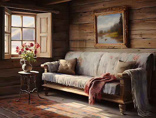 JPG 액자 쿠션 거실 일러스트 창문 탁자 실내 따뜻함 사람없음 인테리어 소파 햇빛 꽃병 편안함 담요 디지털합성 그림 나무벽 유화 편집소스 국내일러스트 AI일러스트 AI콘텐츠 디자인 꽃 벽 가구 의자 미술 내부 목재 태양 감각 파일형식