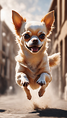 JPG 편집이미지 한마리 거리 사람없음 달리기 점프 산책 강아지 디지털합성 즐거움 치와와 흙먼지 편집실사 AI포토 AI콘텐츠 1 감정 모션 휴식 반려동물 개 CG 먼지 파일형식