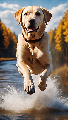JPG 편집이미지 한마리 거리 사람없음 달리기 점프 산책 리트리버 강아지 래브라도리트리버 디지털합성 즐거움 튀는물 목줄 편집실사 AI포토 AI콘텐츠 1 감정 모션 휴식 반려동물 개 CG 액체표현 스플래쉬 파일형식 반려용품