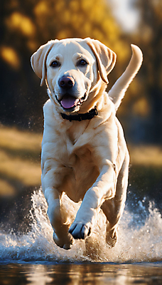 JPG 편집이미지 한마리 거리 사람없음 달리기 점프 산책 리트리버 강아지 래브라도리트리버 디지털합성 즐거움 튀는물 목줄 편집실사 AI포토 AI콘텐츠 1 감정 모션 휴식 반려동물 개 CG 액체표현 스플래쉬 파일형식 반려용품