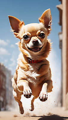 JPG 편집이미지 한마리 거리 사람없음 달리기 점프 산책 강아지 디지털합성 즐거움 치와와 흙먼지 편집실사 AI포토 AI콘텐츠 1 감정 모션 휴식 반려동물 개 CG 먼지 파일형식