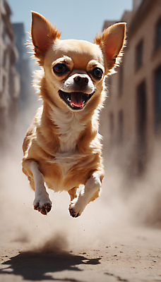 JPG 편집이미지 한마리 거리 사람없음 달리기 점프 산책 강아지 디지털합성 즐거움 치와와 흙먼지 편집실사 AI포토 AI콘텐츠 1 감정 모션 휴식 반려동물 개 CG 먼지 파일형식