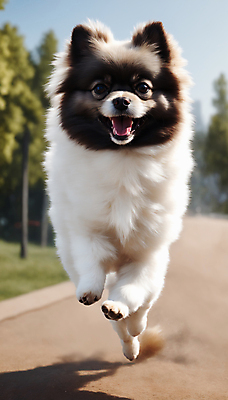 JPG 편집이미지 한마리 거리 사람없음 달리기 점프 산책 강아지 디지털합성 즐거움 포메라니안 흙먼지 편집실사 AI포토 AI콘텐츠 1 감정 모션 휴식 반려동물 개 CG 먼지 파일형식