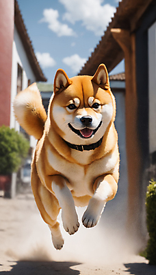 JPG 편집이미지 한마리 거리 사람없음 달리기 점프 산책 강아지 디지털합성 즐거움 흙먼지 시바견 편집실사 AI포토 AI콘텐츠 1 감정 모션 휴식 반려동물 개 CG 먼지 파일형식