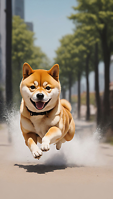 JPG 편집이미지 한마리 거리 사람없음 달리기 점프 산책 강아지 디지털합성 즐거움 흙먼지 시바견 편집실사 AI포토 AI콘텐츠 1 감정 모션 휴식 반려동물 개 CG 먼지 파일형식