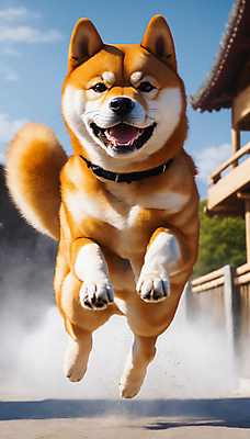 JPG 편집이미지 한마리 거리 사람없음 달리기 점프 산책 강아지 디지털합성 즐거움 목줄 흙먼지 시바견 편집실사 AI포토 AI콘텐츠 1 감정 모션 휴식 반려동물 개 CG 먼지 파일형식 반려용품