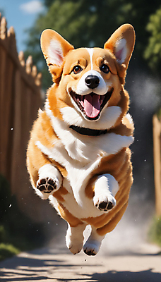 JPG 편집이미지 한마리 거리 사람없음 달리기 점프 산책 강아지 디지털합성 즐거움 먼지 웰시코기 편집실사 AI포토 AI콘텐츠 1 감정 모션 휴식 반려동물 개 CG 파일형식