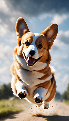 JPG 편집이미지 한마리 거리 사람없음 달리기 점프 흙 산책 강아지 디지털합성 즐거움 웰시코기 편집실사 AI포토 AI콘텐츠 1 감정 모션 휴식 반려동물 개 CG 파일형식