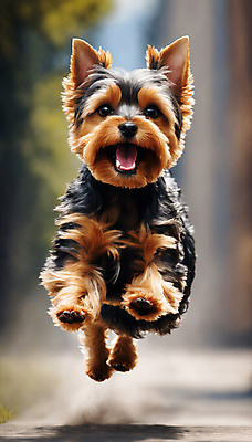 JPG 편집이미지 한마리 거리 사람없음 달리기 점프 산책 강아지 요크셔테리어 디지털합성 즐거움 흙먼지 편집실사 AI포토 AI콘텐츠 1 감정 모션 휴식 반려동물 개 테리어 CG 먼지 파일형식