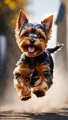 JPG 편집이미지 한마리 거리 사람없음 달리기 점프 산책 강아지 요크셔테리어 디지털합성 즐거움 흙먼지 편집실사 AI포토 AI콘텐츠 1 감정 모션 휴식 반려동물 개 테리어 CG 먼지 파일형식